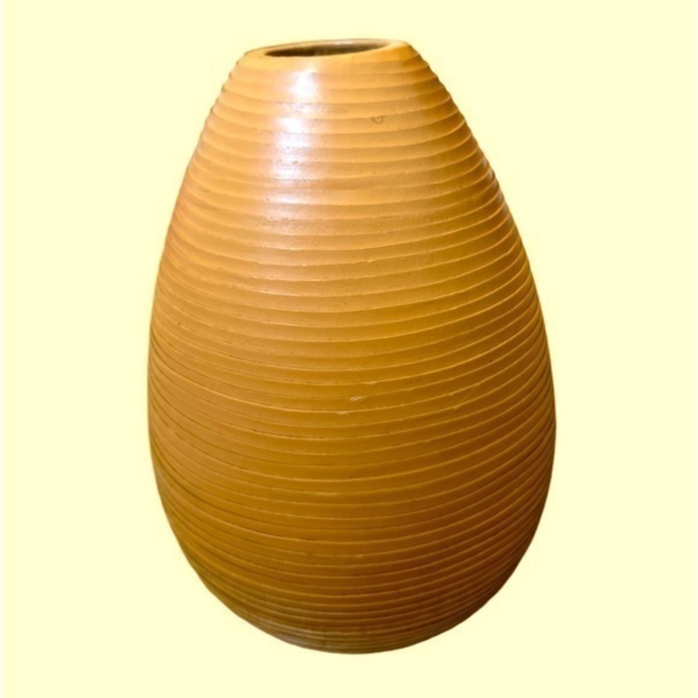Crate & Barrel orange texture leather vase